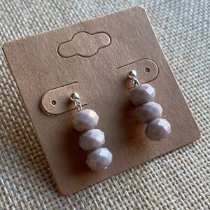 Elegant Grey Crystal Beaded Earrings